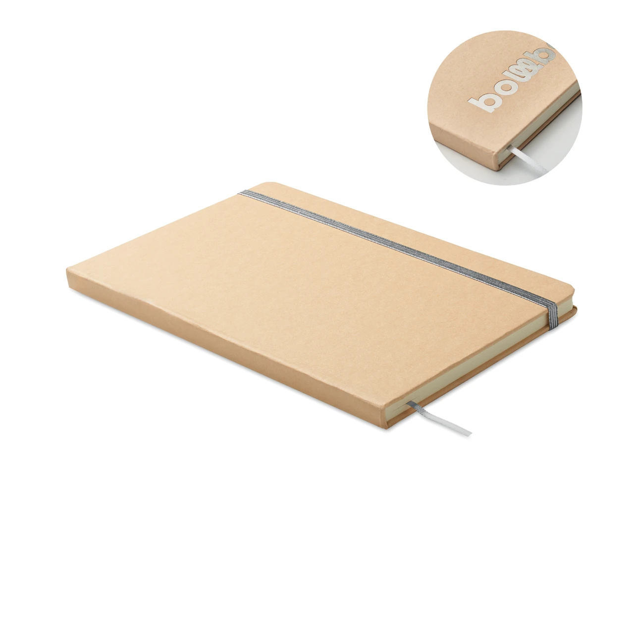 Еко бележник A5 с корица от картон и цветен дизайн при гравиране