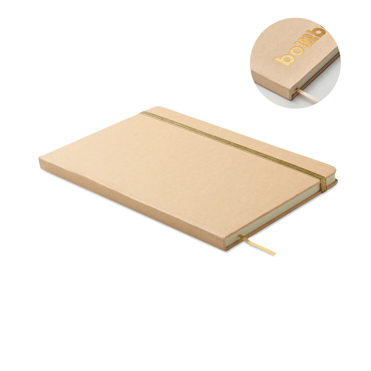 Еко бележник A5 с корица от картон и цветен дизайн при гравиране